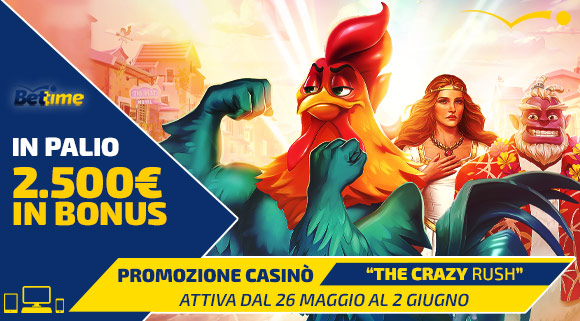 Promozione Bonus casinò Bettime The Crazy Rush 2.500 euro