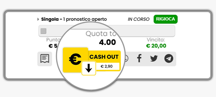 Blocco Importo Cash out Scommesse Sportive