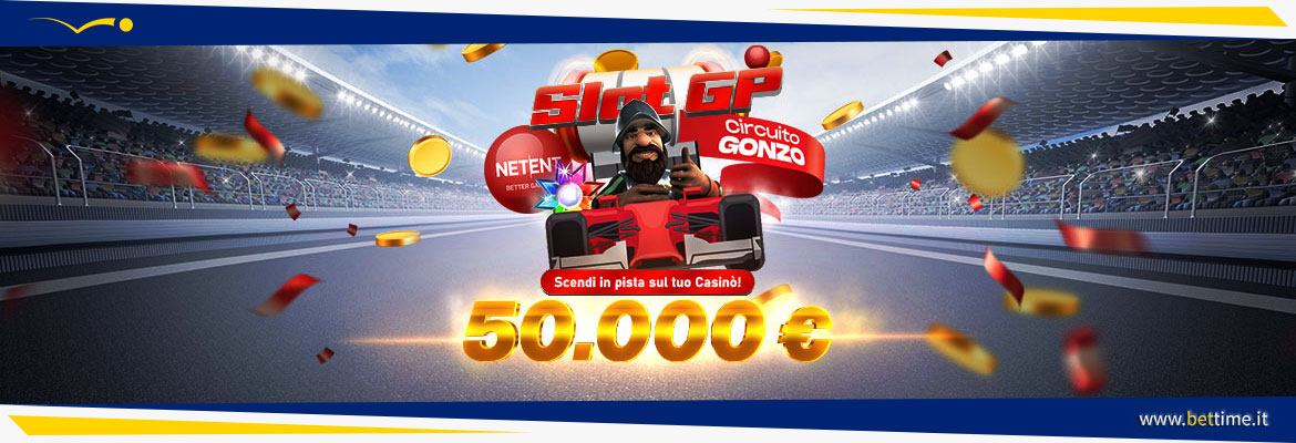 Promozione Casinò Circuito Gonzo Slot GP da 50.000 euro tra Fun e Real Bonus